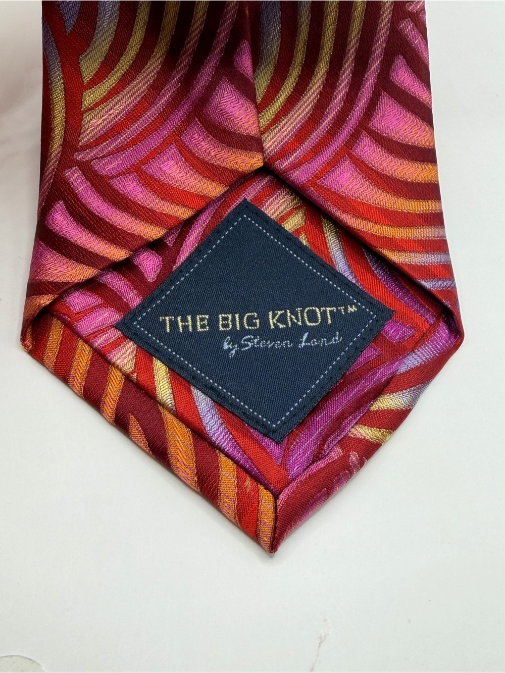 Steven land The Big Knot Red & Pink Patterned Silk Tie